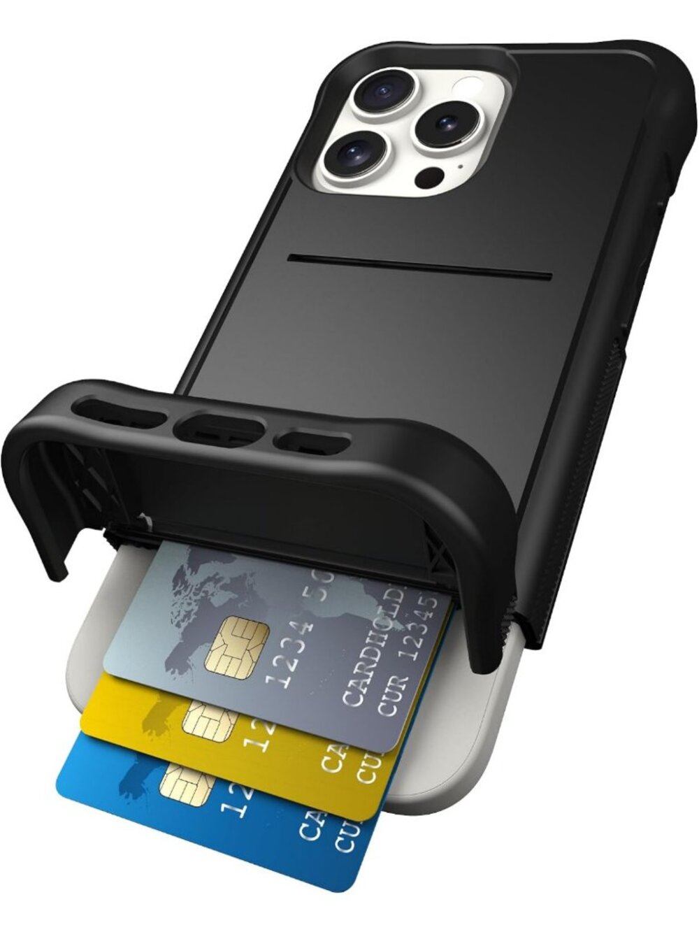 iPhone 16 Pro Max Wallet Case with Card Holder, Slim & Stylish Black Design